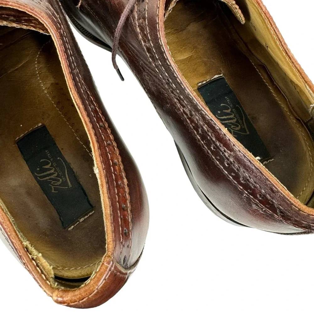 Zelli Chestnut Brown Calfskin‎ Leather Split Toe Oxford Lace Up Dress Shoes 10M
